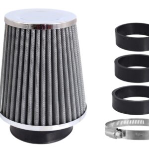Oro filtras automobiliui, conical 120x130x90 mm, silver / chrome, adapters: 60, 63, 70 mm