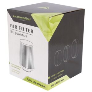 Oro filtras automobiliui, conical 120x130x90 mm, silver / chrome, adapters: 60, 63, 70 mm - Image 2