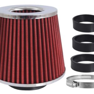 Oro filtras automobiliui, conical 155x130x120 mm, red / chrome, adapters: 60, 63, 70 mm