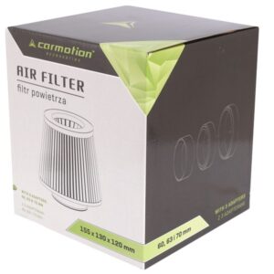 Oro filtras automobiliui, conical 155x130x120 mm, silver / chrome, adapters: 60, 63, 70 mm - Image 2