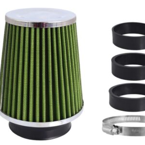 Oro filtras automobiliui, conical 120x130x90 mm, lime green / chrome, adapters: 60, 63, 70 mm