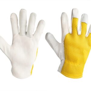 Darbo pirštinės goatskin + mesh, size 9, yellow
