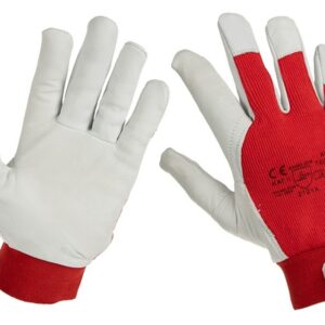 Darbo pirštinės goatskin, hook-and-loop strips, 11, red