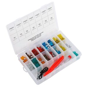 MINI + UNI saugikliai + voltmeter + clip - set of 150 elements