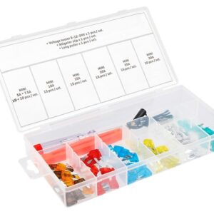 MINI saugikliai + voltmeter + gripper, 92 vnt