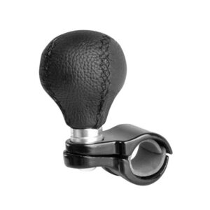 Leather steering wheel knob, black