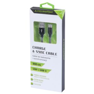 Įkrovimo ir sinchronizavimo laidas 300 cm, braided microfiber, USB> USB-C - Image 3