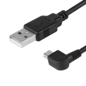 Charging & synchronisation cable, 120 cm, plastic, USB> mini USB (angled, right)