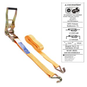Ratchet tie down strap, 50 mm, max 5000 kg, 4 m - Image 4