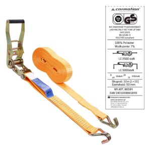 Ratchet tie down strap 50 mm, max 5000 kg, 10 m - Image 4