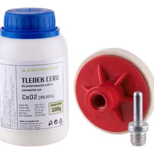 Glass polishing set for windows, mirrors and headlights, with cerium oxide