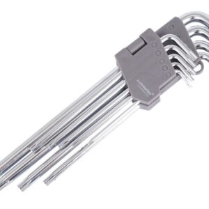 Torx šešiakampiai raktai 230mm, T10 - T50, 9 vnt