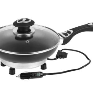 Automobilinė kelioninė elektrinė keptuvė 200 mm, 12V 150W su dangčiu