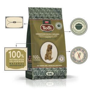 FOLK Medium and large breeds Traditional Greater Poland duck with rabbit, apples and marjoram - sausas maistas šunims - 12kg - Image 2