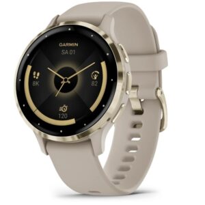 Garmin Venu 3S 3,05 cm (1.2") AMOLED 41 mm Skaitmeninis 390 x 390 pikseliai Lietimui jautrus ekranas Auksas, Pilka „Wi-Fi“ GPS (palydovinis)