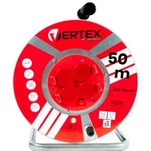 VERTEX PB50METAL Prailginimo kabelis 50 m 3x2,5 mm 3000 W IP44 Juoda