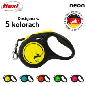Flexi New NEON 5 m Juoda, Geltona Šuo Susitraukiantis pavadėlis - Image 3