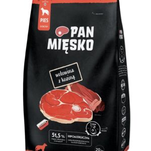 PAN MIĘSKO Beef with goat M - sausas maistas šunims - 20kg