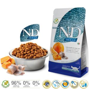 FARMINA N&D Ocean Herring Pumpkin&Orange Adult - sausas kačių maistas - 1,5 kg - Image 2