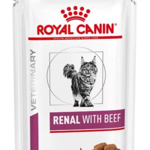 ROYAL CANIN Vet Renal Feline with Beef Šlapias kačių maistas Gabalėliai padaže Vištiena, Kiauliena, Jautiena 12x85 g