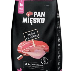 PAN MIĘSKO Veal with quail L puppy - sausas maistas šunims - 20kg