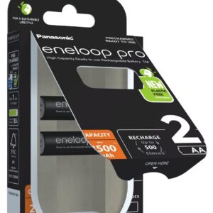 Įkraunamos baterijos PANASONIC ENELOOP PRO AA 2500 mAh 2 szt (BK-3HCDE/2CP) - Image 2