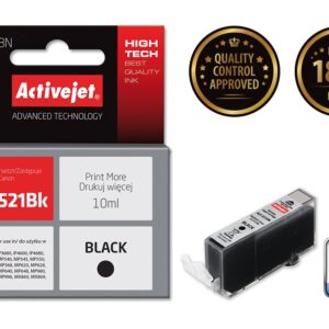 Activejet rašalas ACC-521BN (Canon CLI-521Bk pakaitalas; Supreme; 10 ml; juodas) - Image 2
