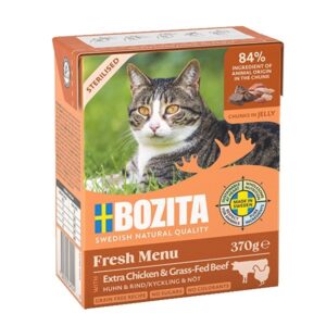 BOZITA Fresh Menu Sterilised Extra Chicken with beef  - šlapias kačių maistas - 370g