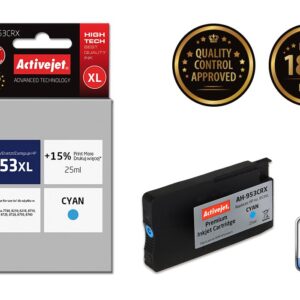 Activejet AH-953CRX rašalas (pakaitinis HP 953XL F6U16AE; Premium; 25 ml; mėlynas) - Image 2