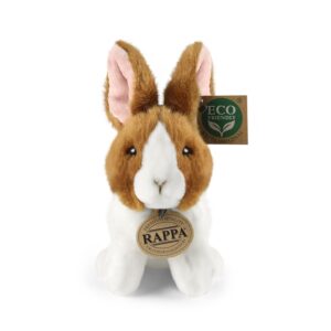 Rappa - Plush realistic mascot rabbit white and brown sitting 16 cm Eco-Friendly - Image 2