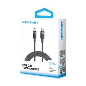 USB-C į C 2.0 Vention 3.1 5A 240W 1 m BK kabelis - Image 3