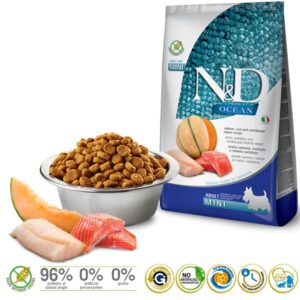 FARMINA N&D Ocean Dog Salmon, Cod, Cantaloupe, Melon Adult Mini  - sausas maistas šunims - 800 g - Image 2