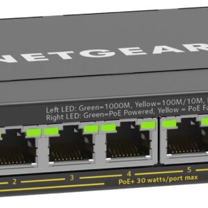 NETGEAR 8-Port Gigabit Ethernet PoE+ Plus Switch (GS308EP) Valdomas L2/L3 Gigabit Ethernet (10/100/1000) Maitinimas per Eternetą (PoE) Juoda - Image 3