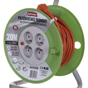 Activejet AJE-PB/20M elektros tinklo ilgintuvas 4 AC išvestis(ys / čių) Vidaus Pilka, Gelsvai žalsva spalva - Image 2