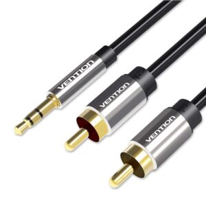 Vention BCFBF garso kabelis 1 m 3.5mm 2 x RCA Aliuminis, Juoda