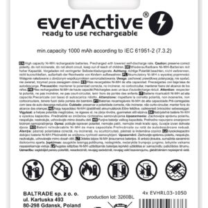 Įkraunamos baterijos everActive Ni-MH R03 AAA 1050 mAh Professional Line - Image 2