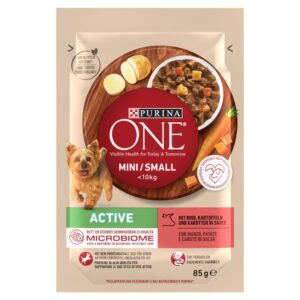 PURINA One Mini/Small Active Beef  - drėgnas ėdalas šunims - 85g
