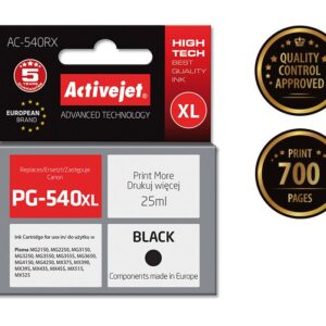 Activejet AC-540RX rašalas (pakaitalas Canon PG-540XL; Premium; 25 ml; juodas)