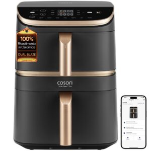 Cosori Turbo Tower Pro Smart Vienas 10,8 L Autonominės 2630 W Karšto oro gruzdintuvė Juoda, Auksas