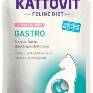 KATTOVIT Feline Diet Gastro Salmon with rice - šlapias kačių maistas - 85g - Image 1