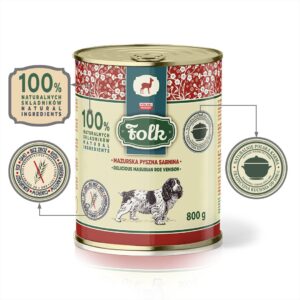 FOLK Delicious Masurian roe venison - drėgnas ėdalas šunims - 800g - Image 2