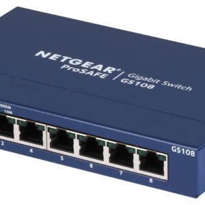 NETGEAR GS108GE tinklo komutatorius Ne-valdomas Gigabit Ethernet (10/100/1000) Mėlyna