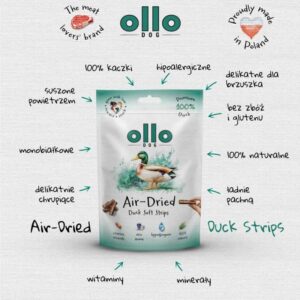OLLO Air-Dried Duck strips - skanėstas šuniui - 80g - Image 2
