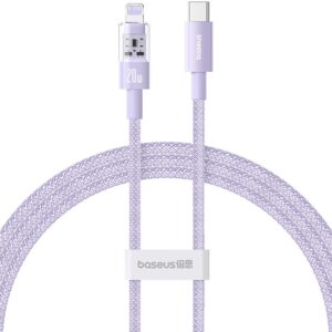 Baseus Gem USB-C ir iP greitojo įkrovimo kabelis 1 m 20 W Violetinė