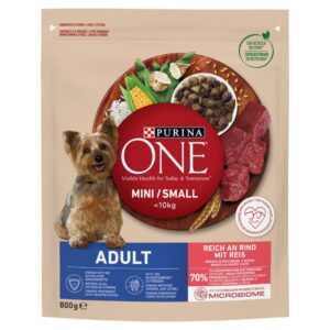 PURINA One Mini Adult Beef, Rice - sausas maistas šunims - 800 g