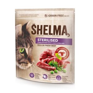 SHELMA Sterilised Beef - sausas kačių maistas - 1,4kg