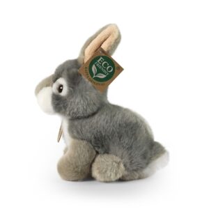 Rappa - Plush realistic mascot gray rabbit sitting 16 cm Eco-Friendly - Image 3