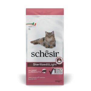 SCHESIR Adult Sterilized & Light with ham - sausas kačių maistas - 10kg