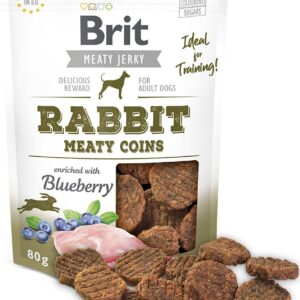 BRIT Meat Jerky Coins Rabbit - skanėstas šuniui - 80g