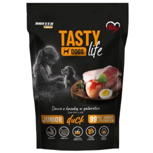 BIOFEED Tasty Dogs Life Junior Duck - drėgnas ėdalas šunims - 150g